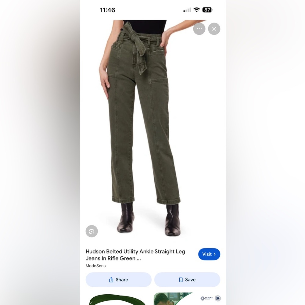Hudson Jeans Women's Straight Leg in Dark Olive with Bow
